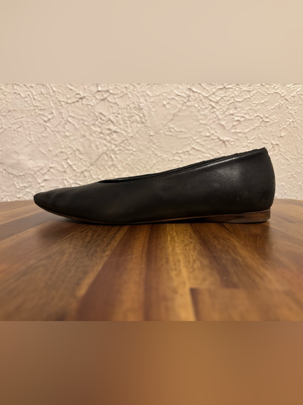 COS Black Leather Pointed Ballet Flats